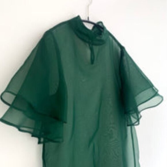 Kamperett Dark Green Barre Silk Dress NWT S - Picture 2 of 7